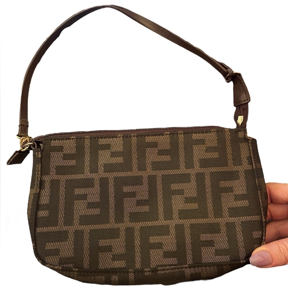 Fendi Zucca Small Canvas Shoulder Bag VTG Late 70s Early 80s 9”L‎ x 6”D x 1.75”W - Picture 4 of 16